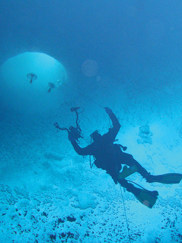 Diver below the Antarctic